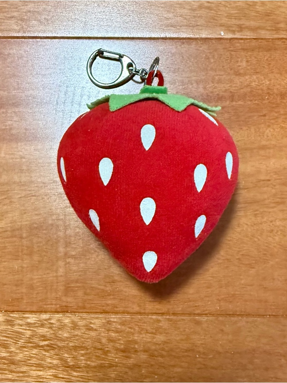 Plush Strawberry Keychain Charm - Red with White Seeds